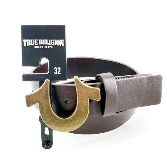 True Religion Other - Men Size 32 True Religion Sage Leather Brown Heavyweight Horse Shoe Buckle Belt
